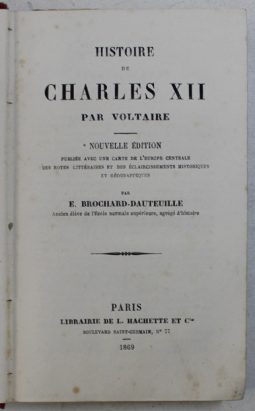 HISTOIRE DE CHARLES XII par VOLTAIRE , 1869