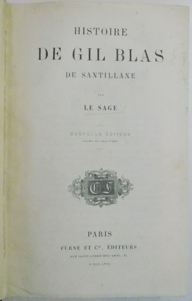 HISTOIRE DE GIL BLAS DE SANTILLANE, NOUVELLE EDITION, 1858