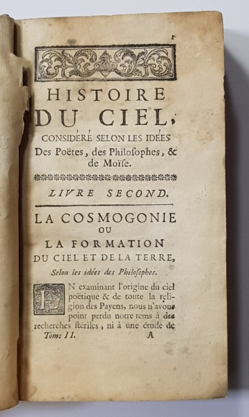 HISTOIRE DU CIEL, VOL. II - PARIS, 1740