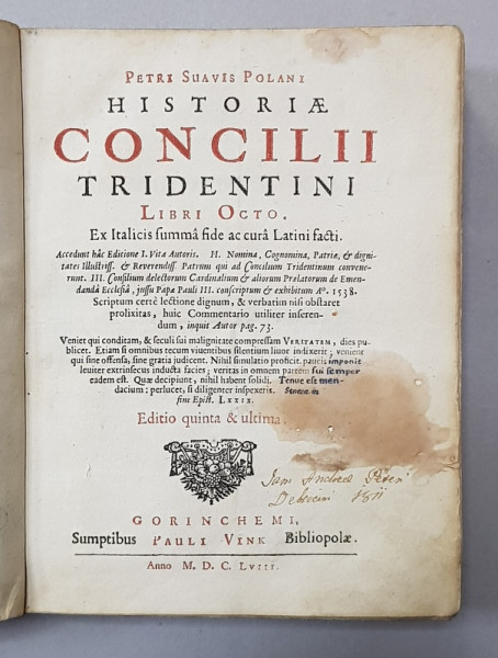HISTORIAE CONCILII TRIDENTINI, LIBRI OCTO - PETRI SUAVIS POLANI , 1658