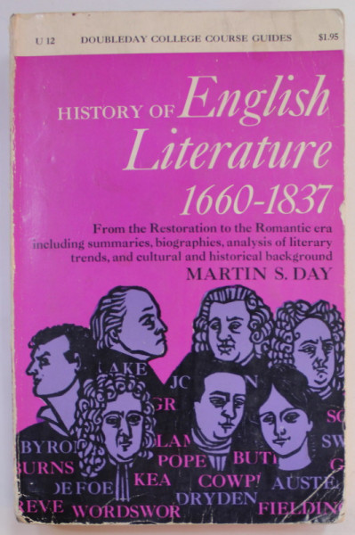 HISTORY OF ENGLISH LITERATURE 1660 -1837 by MARTIN S. DAY , 1963