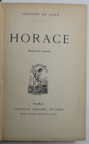 HORACE par LECONTE DE LISLE , 1911