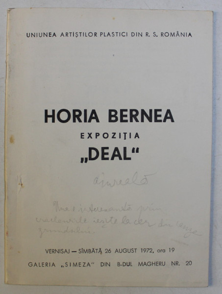 HORIA BERNEA - EXPOZITIA DEAL , 1972