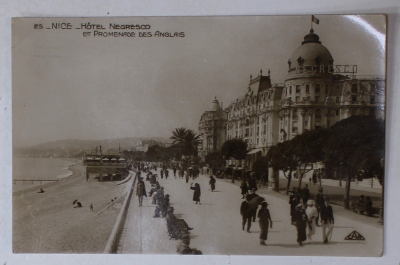 HOTEL NEGRESCO , ET PROMENADE DES ANGLAIS , CARTE POSTALA , 1929