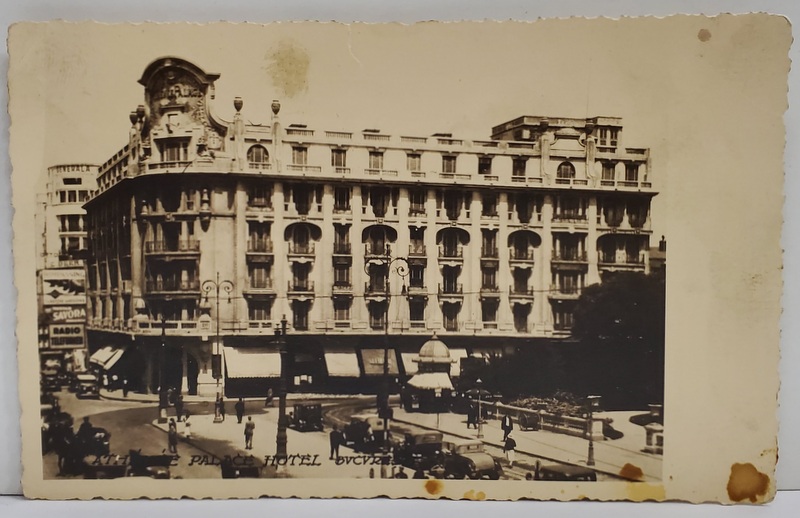 HOTELUL ATHENEE PALACE , CARTE POSTALA ILUSTRATA , ANII '30 , MICI PETE