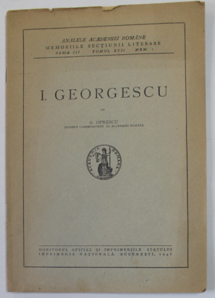 I. GEORGESCU de G. OPRESCU , 1948