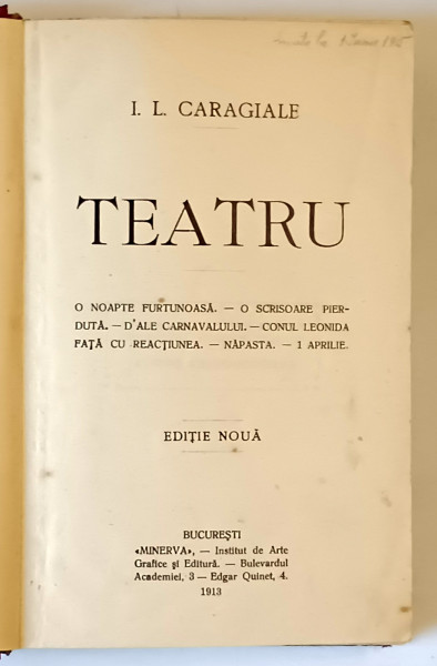 I. L. Caragiale, Teatru, Editie noua - Bucuresti, 1913