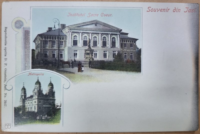 IASI : MITROPOLIA SI INSTITUTUL SACRE - COEUR , FOTOMONTAJ , CARTE POSTALA CLASICA