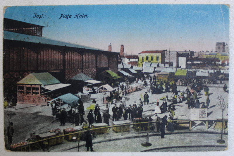 IASI - PIATA HALEI , CARTE POSTALA ILUSTRATA , POLICROMA, CIRCULATA , 1923