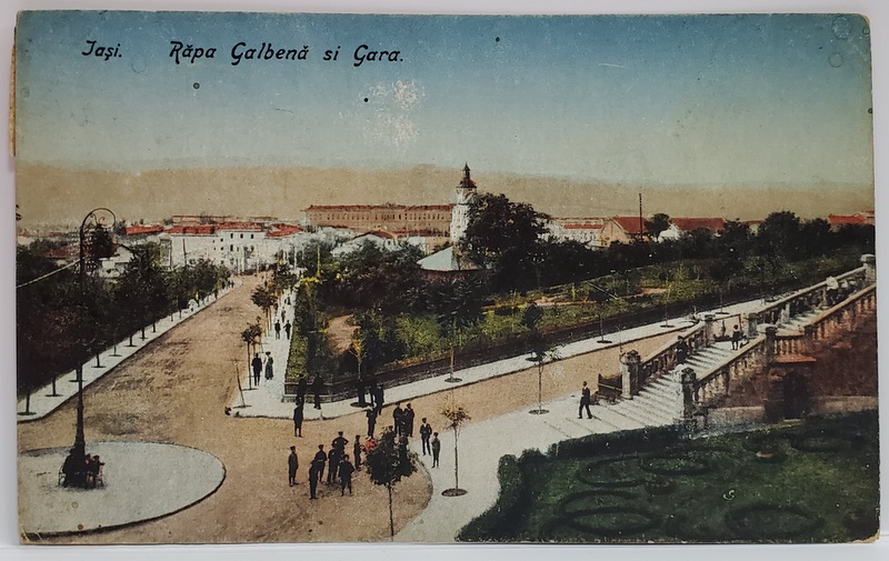 IASI , RAPA GALBENA SI GARA , CARTE POSTALA ILUSTRATA , 1923