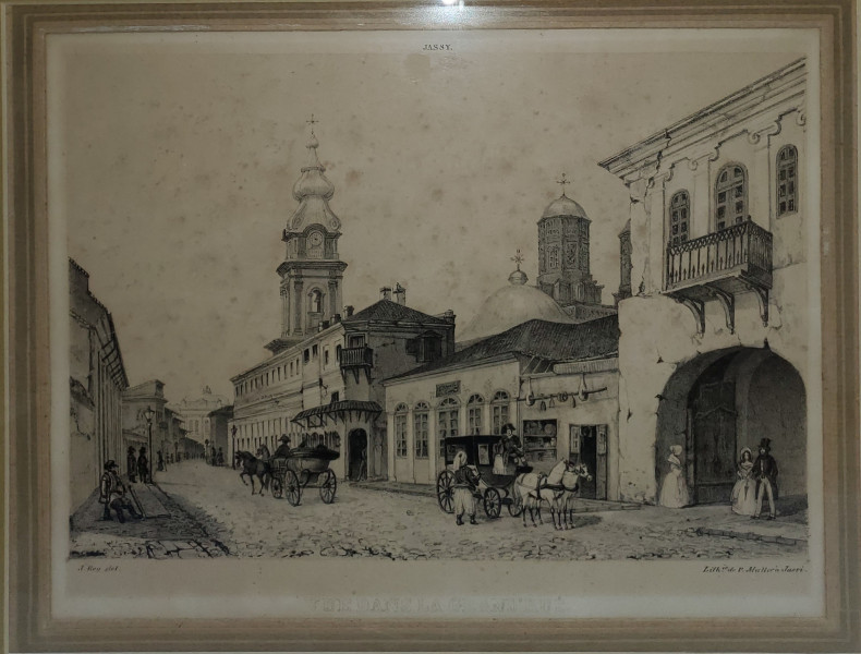 Iasi, Strada Mare - Litografie, P. Muller, 1845