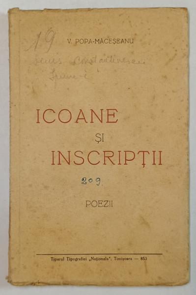 ICOANE SI INSCRIPTII , POESII de V. POPA - MACESANU , ANII ' 30