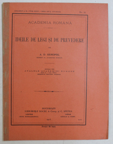 IDEILE DE LEGI SI DE PREVEDERE de A .D . XENOPOL , 1913