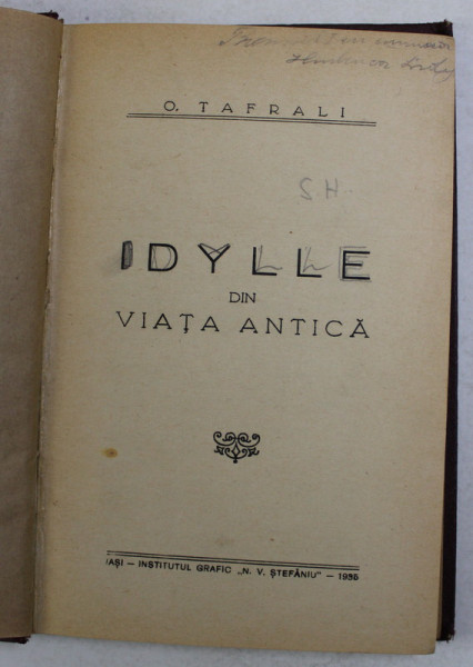 IDYLE DIN VIATA ANTICA de O . TAFRALI , 1935