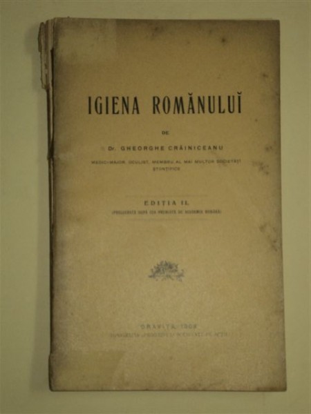 IGIENA ROMANULUI, de GHEORGHE CRAINICEANU, ORAVITA 1908