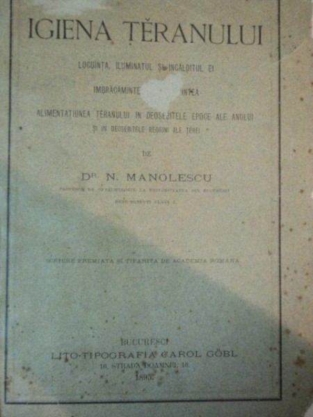 IGIENA TARANULUI de N. MANOLESCU , 1895