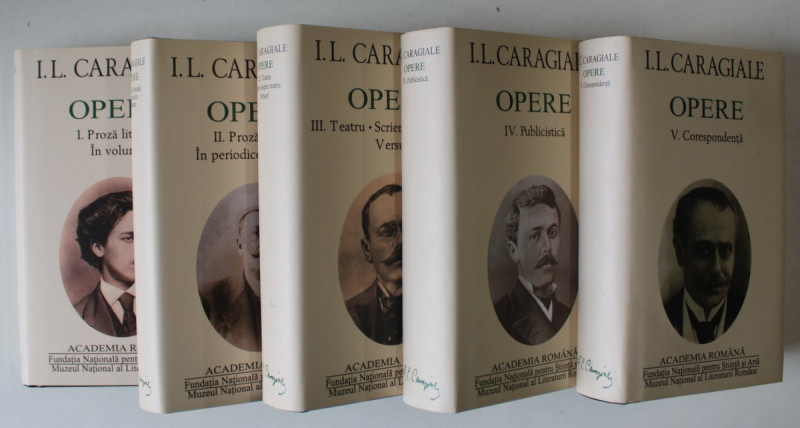 I.L. CARAGIALE , OPERE , VOLUMELE I- V , EDITIE DE LUX , LEGATURA PIELE , HARTIE DE BIBLIE , 2015