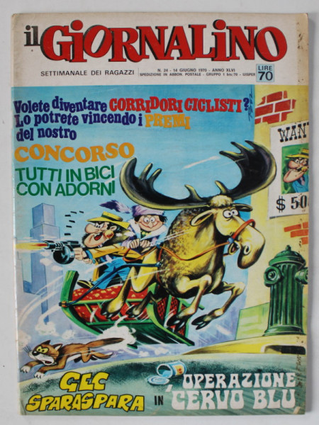 IL GIORNALINO , SETTIMANALE DEI RAGAZZI , REVISTA DE BENZI DESENATE , TEXT IN LIMBA  ITALIANA , No. 24 , 14 GIUGNO 1970