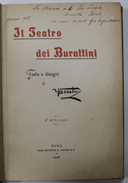 IL TEATRO DEI BURATTINI , TESTO E DISEGNI di YAMBO , TEXT IN LIMBA ITALIANA ,  1906