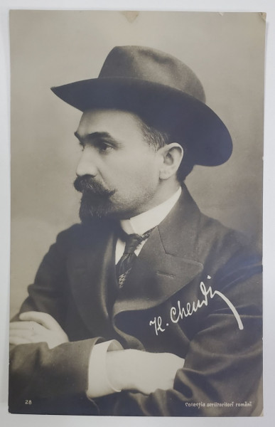 ILARIE CHENDI ( 1871 -1913 ) , CRITIC LITERAR ROMAN , FOTOGRAFIE TIP CARTE POSTALA , SEMNATURA CRITICULUI REPRODUSA , INCEPUTUL SEC. XX