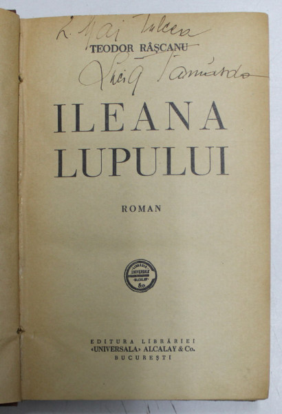 ILEANA LUPULUI , roman de TEODOR RASCANU , 1934