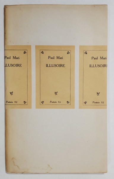 ILLUSOIRE par PAUL MARI , poesies , 1969