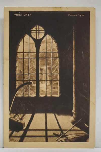 ILUSTRATIE de SALMEN LA  CARTEA ' VRAJITOAREA ' de CARMEN SYLVA , REPRODUCERE PE CARTE POSTALA , 1914