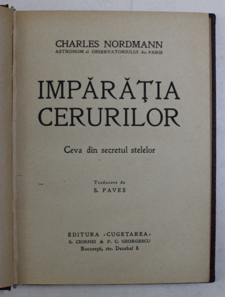 IMPARATIA CERURILOR , CEVA DIN SECRETUL STELELOR de CHARLES NORDMANN