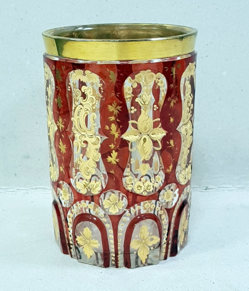 Impresionant pahar din cristal Bohemia, secol XIX