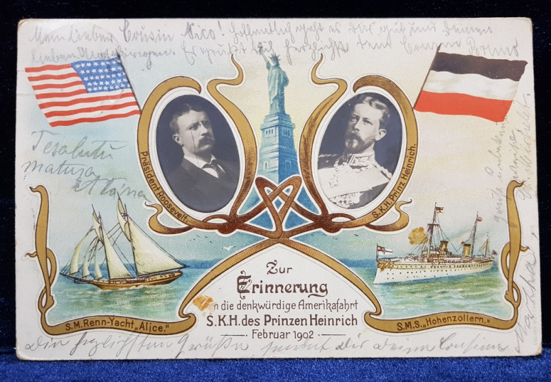 IN AMINTIREA MEMORABILEI CALATORII CATRE AMERICA  A PRINTULUI HEINRICH - FEBRUARIE 1902 ,  CLASICA , CIRCULATA