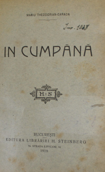 IN CUMPANA de MARIU THEODORIAN  - CARADA , 1919