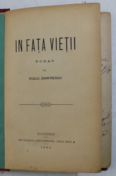 IN FATA VIETII ED. I de DUILIU ZAMFIRESCU , 1884