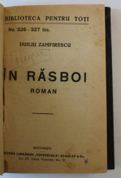 IN RASBOI , roman de DUILIU ZAMFIRESCU , 1907