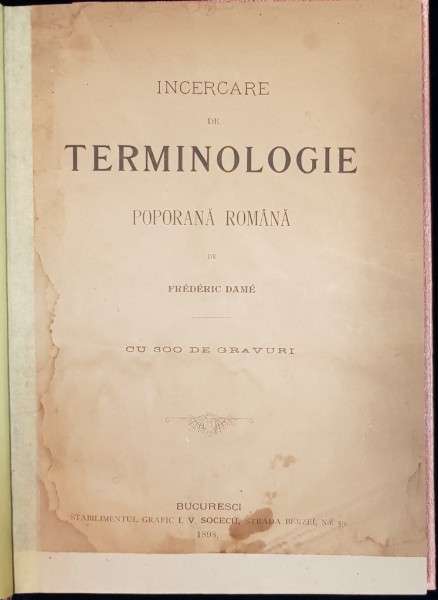 Incercare de terminologie poporana romana Frederic Dame