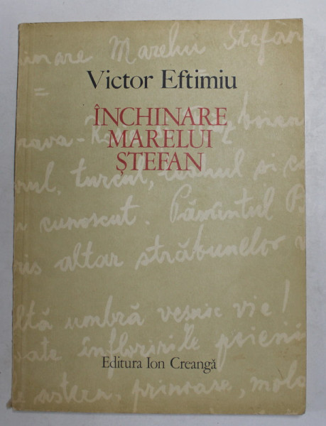 INCHINARE MARELUI STEFAN de VICTOR EFTIMIU , coperta si grafica VASILE  OLAC , 1975