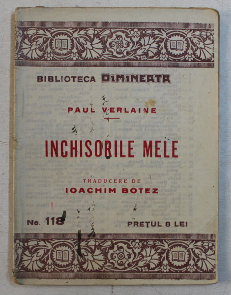 INCHISORILE MELE de PAUL VERLAINE *BIBLIOTECA DIMINEATA