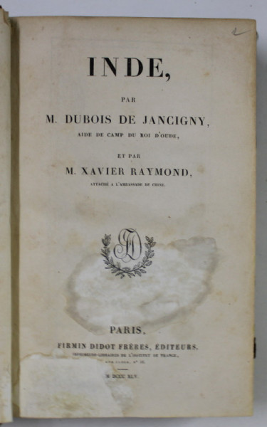 INDE , par M. DUBOIS DE JANCIGNY , et par M. XAVIER RAYMOND , 1845
