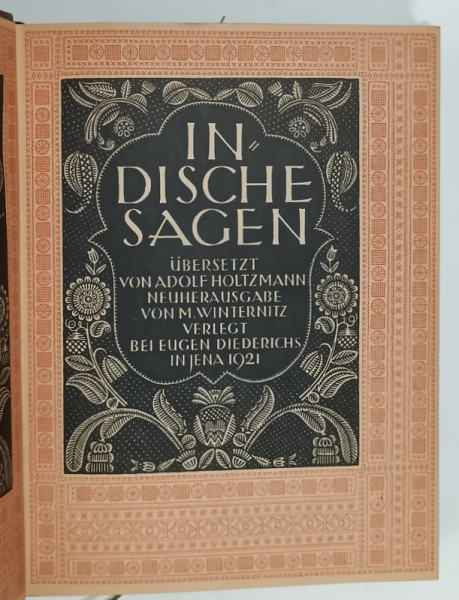 INDISCHE SAGEN , LITERATURA INDIANA , TEXT IN LIMBA GERMANA , 1921