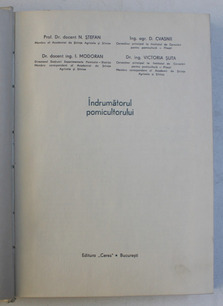 INDRUMATORUL POMICULTORULUI de N . STEFAN ...VICTORIA SUTA , 1972