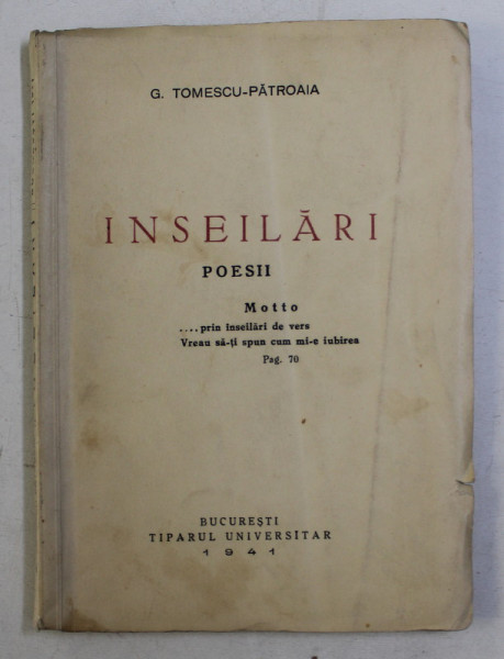 INSEILARI  - POESII de G. TOMESCU  - PATROAIA , 1941