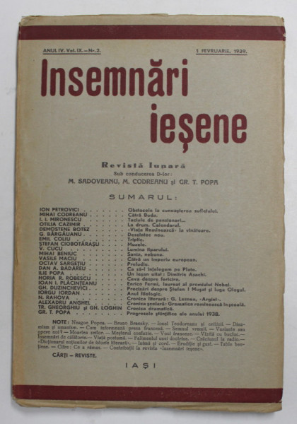 INSEMNARI IESENE , REVISTA LUNARA , ANUL IV , VOLUMUL IX - NR. 2 , 1 FEBRUARIE , 1939