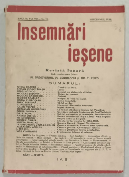 INSEMNARI IESENE , REVISTA LUNARA , NR. 12 , 1 DEC. 1938
