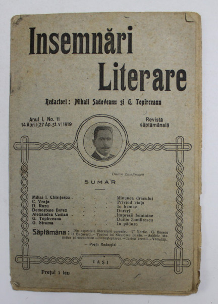 INSEMNARI LITERARE , REVISTA SAPTAMANALA , ANUL I , NO. 11 , 1919