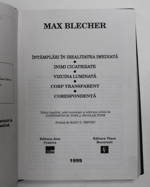 INTAMPLARI IN IREALITATEA IMEDIATA INIMI CICATRIZATE ...  M.BLECHER