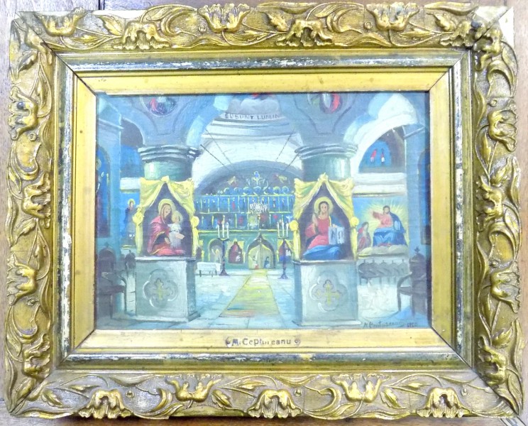 Interior de biserica , semnat M. Cepturea , datata 1920