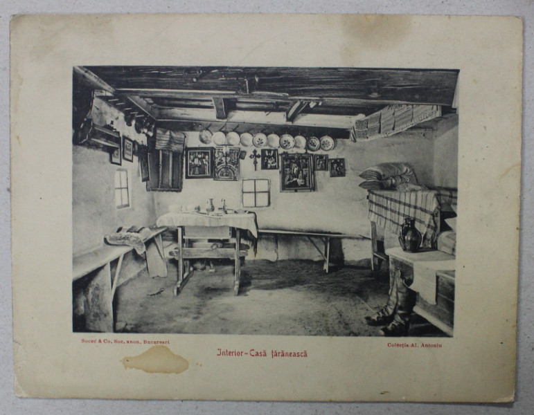 INTERIOR DE CASA TARANEASCA  , COLECTIA  AL. ANTONIU , INCEPUTUL SEC. XX