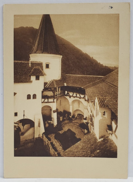 INTERIORUL CASTELULUI BRAN , CARTE POSTALA , 1958
