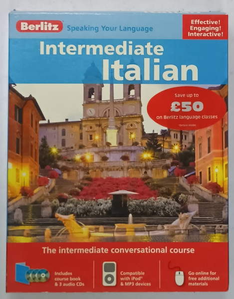 INTERMEDIATE ITALIAN , SET DE MANUAL SI 3 CD - URI AUDIO , 2003