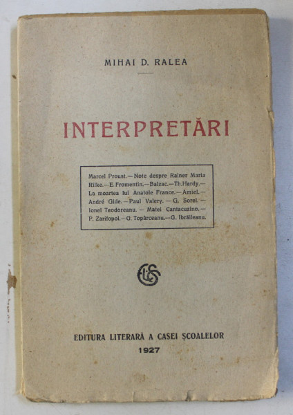 INTERPRETARI de MIHAI D. RALEA , 1927