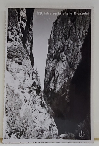 INTRAREA LA CHEILE BICAZULUI , REGIUNEA LACULUI GHILCOS , FOTOGRAFIE TIP CARTE POSTALA , 1935